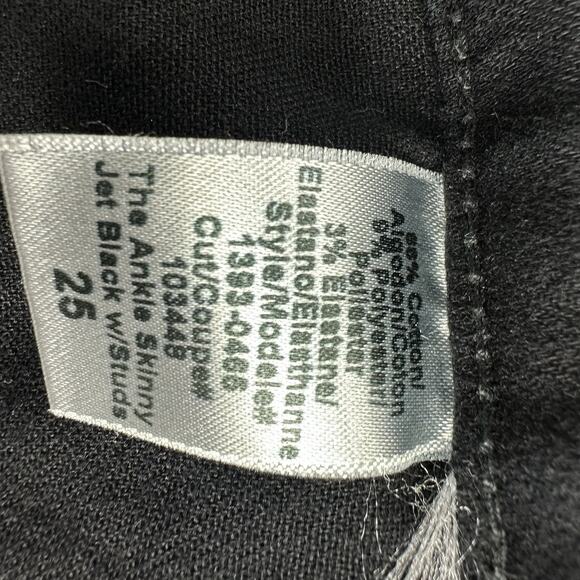 Current/Elliott Studded Jet Black Ankle Skinny Jeans Size 25 - Picture 7 of 9